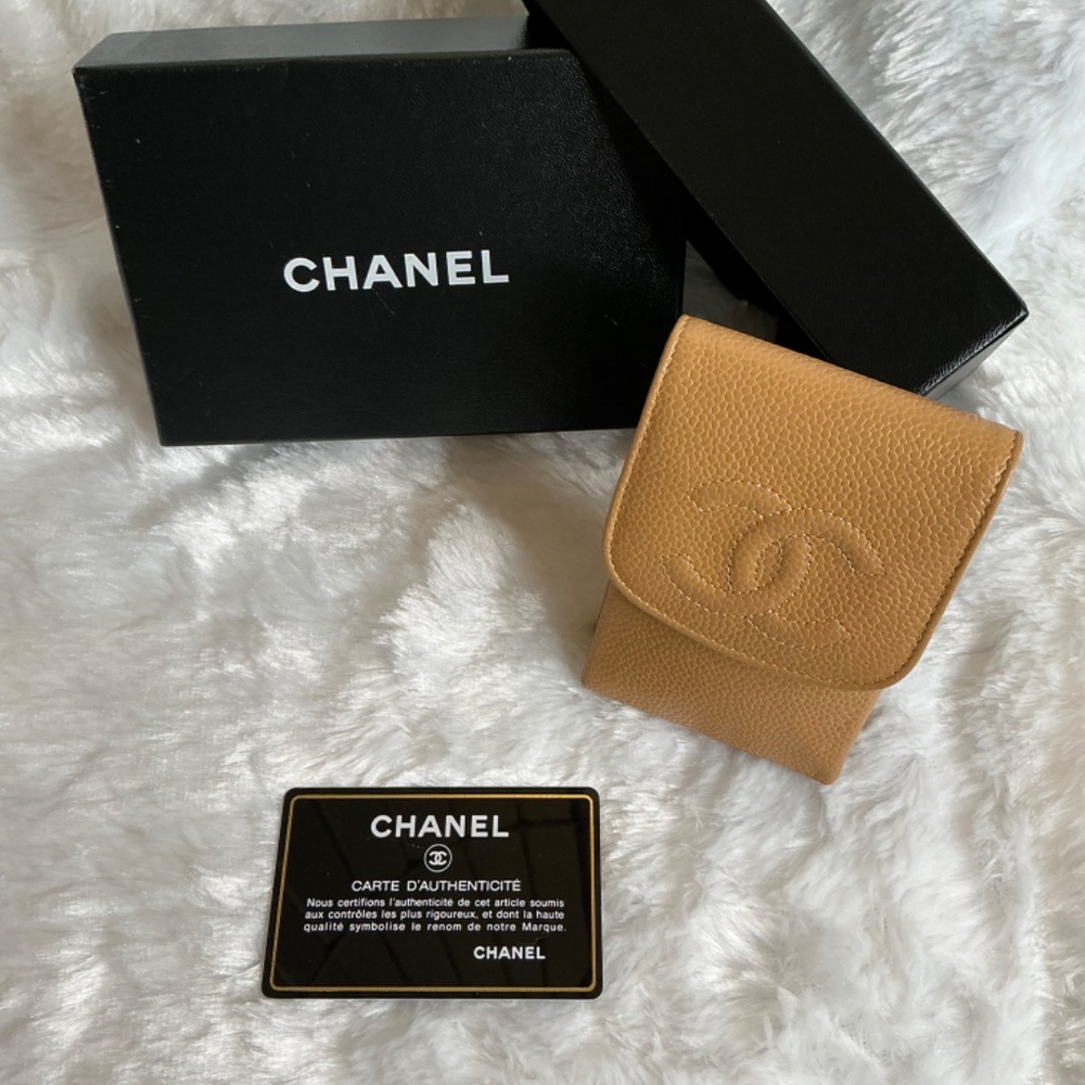 ETUI CHANEL LOGO CC PORTE MONNAIE A13511 EN CUIR CAVIAR BEIGE